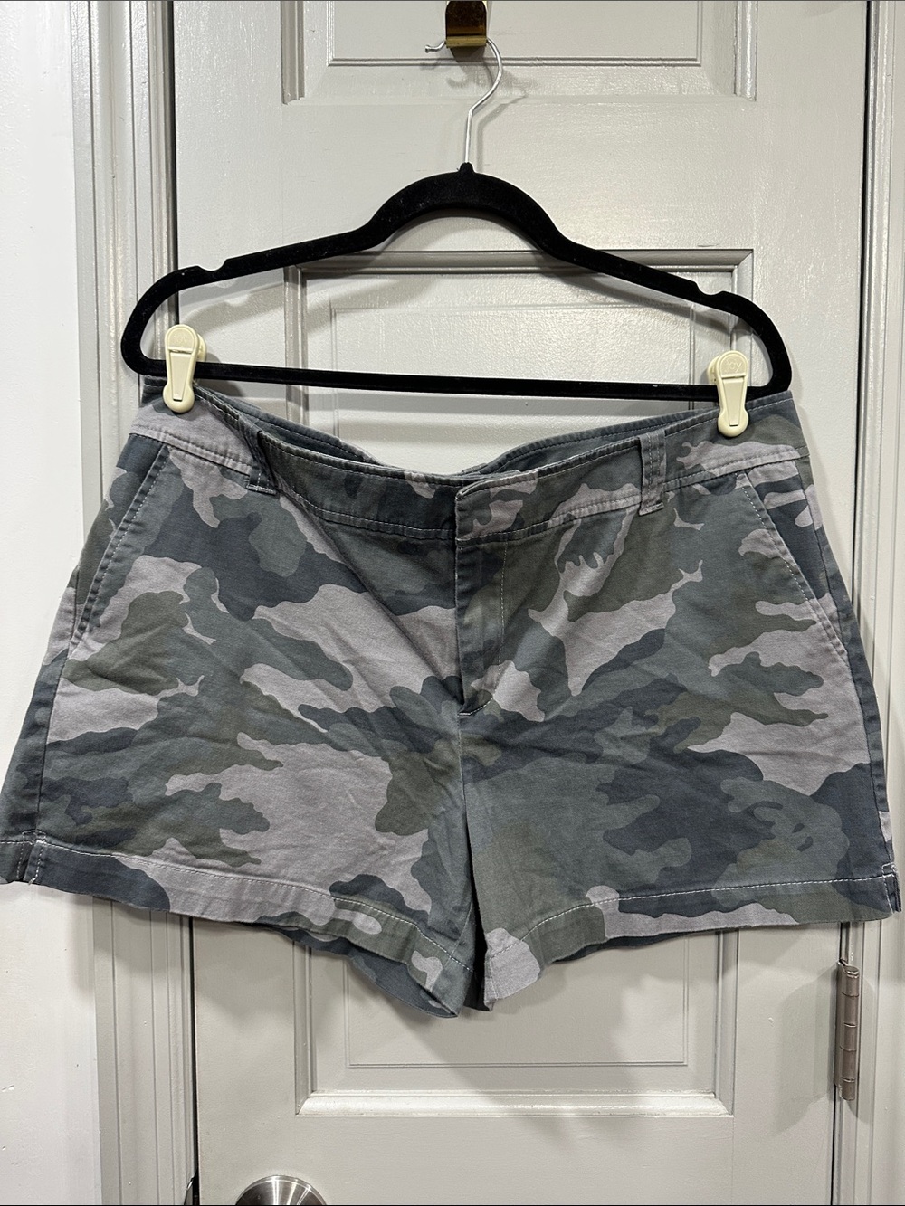 New York & Company Gray and Green Camo Utility Shorts